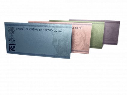 Sada přebalů M, R, Z, F na bankovky 20, 50, 100, 1000 Kč