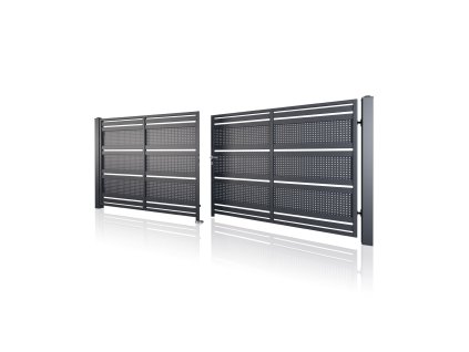 Dvoukřídlá brána 10-109, rozměr na míru (šířka 1200 - 6000 mm, výška 1200 - 2100 mm) (Barva plot (varianty) Zelená RAL 6005/MAT)
