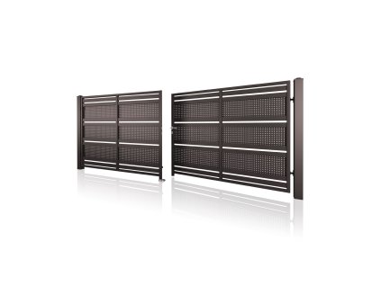 Dvoukřídlá brána 10-109, rozměr na míru (šířka 1200 - 6000 mm, výška 1200 - 2100 mm) (Barva plot (varianty) Zelená RAL 6005/MAT)