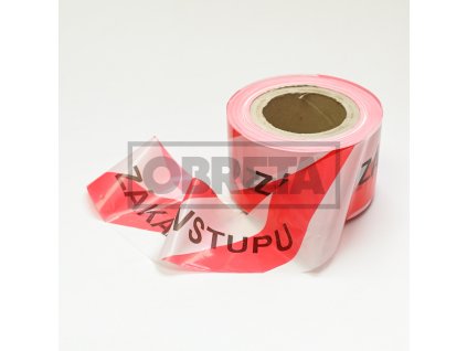 Paska vystrazna PP 80mm x 200m, nelepici, CERVENOBILA, ZAKAZ VSTUPU