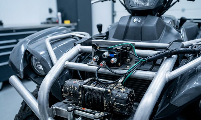 Montage des Dragon Winch Relais an einem modernen Sport-Quad (ATV) - Relais für Seilwinde Dragon Winch ATV 250A