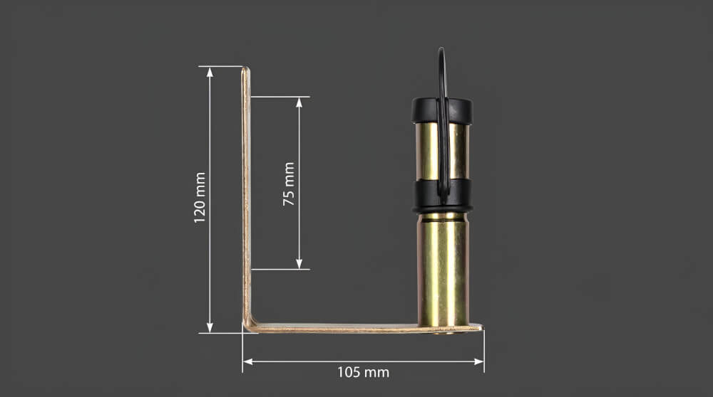 Rozměrové schéma a rozteč 75 mm pro montážní držák typu U s bočním úchytem