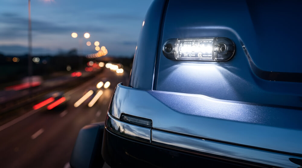 Bílé LED obrysové světlo 12V/24V namontované na nákladním automobilu