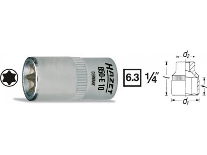 Vnitřní nástrčný klíč 1/4" TORX® E10 HAZET 850-E10 - HA036615