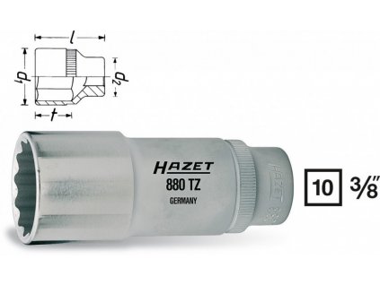Vnitřní nástrčný klíč 3/8" dvanáctihranný 19mm HAZET 880TZ-19 - HA041756
