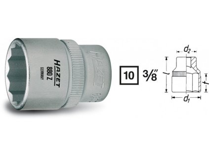 Vnitřní nástrčný klíč 3/8" dvanáctihranný 22mm HAZET 880Z-22 - HA041978