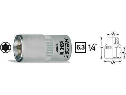 Vnitřní nástrčný klíč 1/4" TORX E12 HAZET 850-E12 - HA188598
