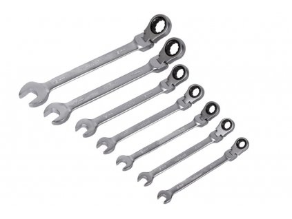 Sada ráčnových očkoplochých flexibilních klíčů 7 ks, 8 - 19 mm - HT192504