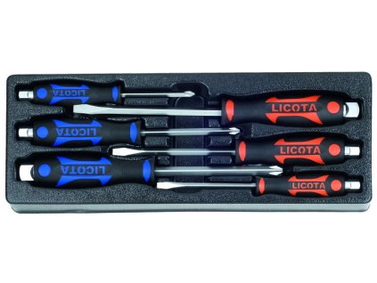 Sada úderových šroubováků ve výplni do dílenských vozíků, 6 dílů - LIACK384015