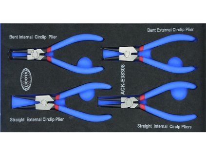Sada kleští na pojistné kroužky v pěnové výplni, 4 ks - LIACKE38308