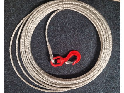 Ocelové lano s otočným hákem Ø 10mm délka 28 m