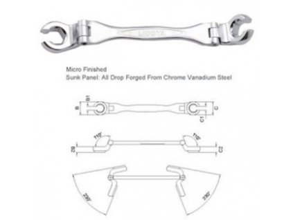 Oboustranný polootevřený flexibilní klíč - 10 x 12 mm - LIAWT1012