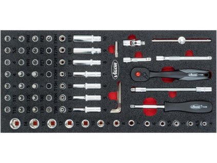 Gola sada s nástrčnými klíči 67 dílů ve vložce do dílenských vozíků 1/4" - V4971