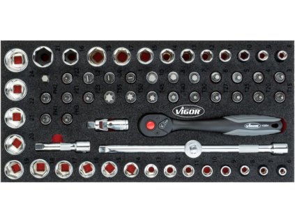 Gola sada s nástrčnými klíči 61 dílů ve vložce do dílenských vozíků 3/8" - V4973