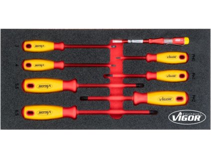 Šroubováky VDE ve výplni do dílenského vozíku, 8 ks VIGOR - V5013