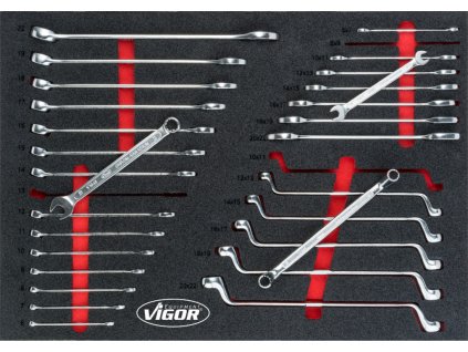 Sada oboustranných klíčů 29 dílů ve vložce do dílenských vozíků - V5113