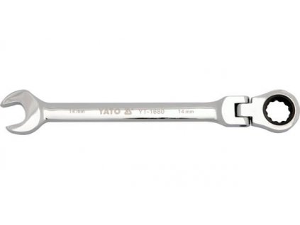 Očkoplochý klíč ráčnový 14 mm s kloubem - YT-1680