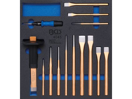 Sada důlčíků, sekáčů a vytloukačů závlaček ve výplni, 14 ks - BGS 4045