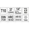 Hlavice s bitem TORX 1/4" T10 YATO - YT-04302