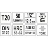 Hlavice s bitem TORX 1/2" T20 YATO - YT-04310