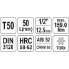 Hlavice s bitem TORX 1/2" T50 YATO - YT-04316