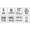 Hlavice s bitem HEX 1/2" H5 Yato - YT-04381