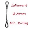 Ocelové vázací lano oko-oko, průměr 20mm jednopramenné, zalisované - délka 2m