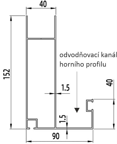 Horní obvodový profil pergoly AMY