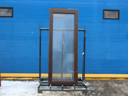 Plastové balkonové dveře - 874x2006 mm, OS pravé, eiche dunkel/bílá  + příslušenství a montážní materiál zdarma