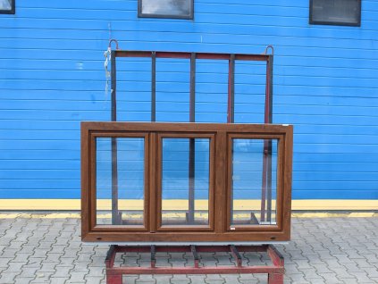 Plastové okno - VEKA SWINGLINE 70, 1800x900 mm, OS/O+OS, ořech/bílá + příslušenství a montážní materiál zdarma