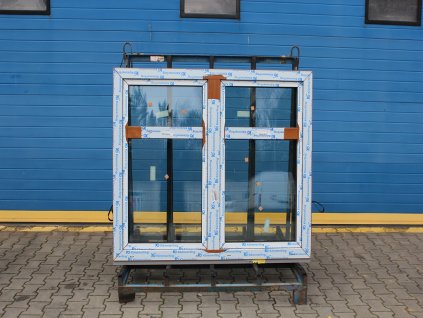 Plastové okno - KNIPPING 76 MD, 1570x1330mm, OS/O, O/OS sloupek, zlatý dub/bílá  + příslušenství a montážní materiál zdarma