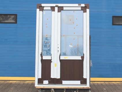 Plastové vchodové dveře - KNIPPING 88 MD, 1500x2290 mm, O+O levé dovnitř, eiche dunkel/bílá  + příslušenství a montážní materiál zdarma