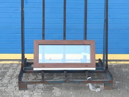 Plastové okno - KNIPPING 76 MD, 970x440 mm, FIX, ořech/bílá  + příslušenství a montážní materiál zdarma