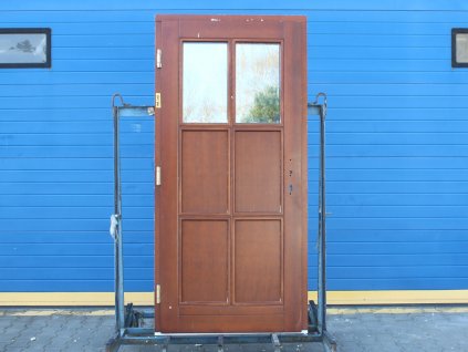 Dřevěné vchodové dveře - OKNOLUX DV76, 990x2045 mm, O levé dovnitř, wenge  + příslušenství a montážní materiál zdarma