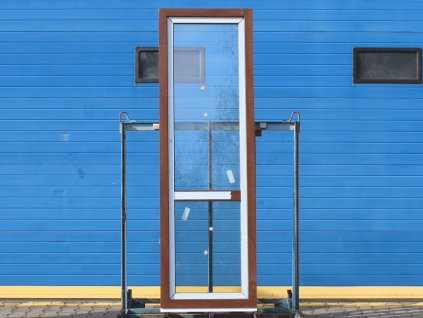 Plastové balkonové dveře- KNIPPING 70 AD, 740x2330 mm, OS levé, ořech/bílá  + příslušenství a montážní materiál zdarma