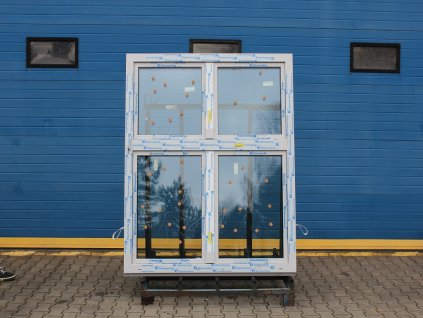 Plastové okno - KNIPPING 76 MD, 1630x1880 mm, O+O/O+OS klapačka, lichtgrau/bílá  + příslušenství a montážní materiál zdarma