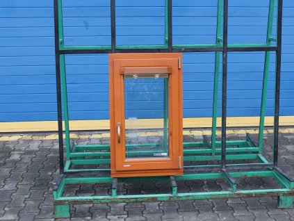 Dřevěné okno - OKNOLUX IV68, 600x900 mm, OS pravé, kaštan  + příslušenství a montážní materiál zdarma