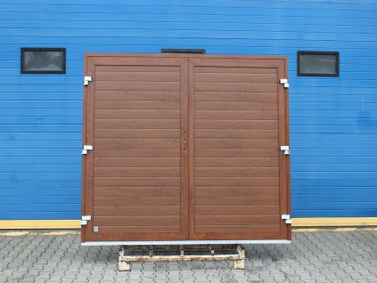Dvoukřídlá garážová vrata - ALIPLAST IMPERIAL 65, 2450x1970 mm, ořech/bílá + příslušenství a montážní materiál zdarma