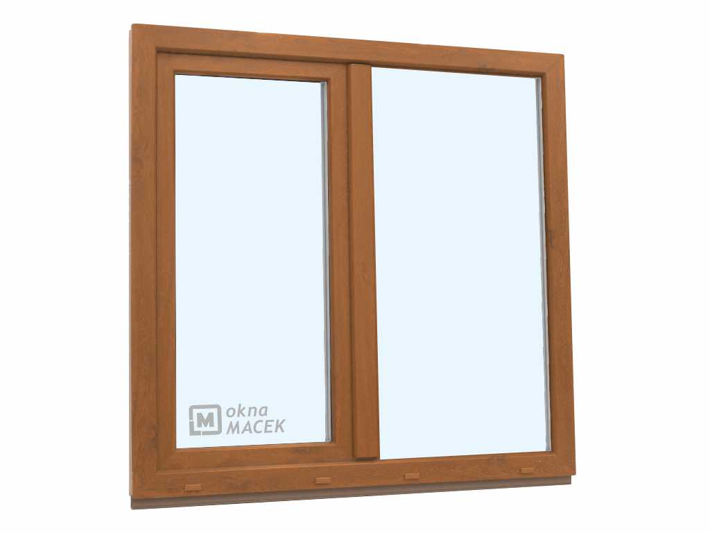 Plastové okno - KNIPPING 70 AD, 1200x1200 mm, FIX/OS, zlatý dub Barva, imitace: zlatý dub/zlatý dub (oboustranně)