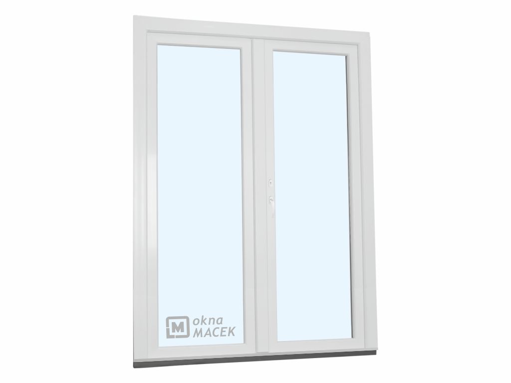Plastové balkonové dveře - KNIPPING 70 AD, 1500x2300 mm, O+OS klapačka, bílá Otevírání: pravé, Provedení: oboustranná klika + FAB + hliníkový práh
