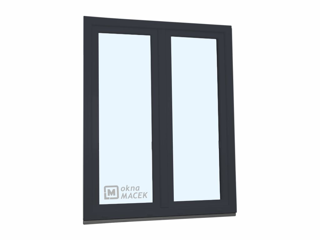 Plastové balkonové dveře - KNIPPING 70 AD, 1500x2100 mm, O+OS klapačka, antracit Otevírání: pravé, Barva, imitace: antracit/antracit (oboustranně), Provedení: jednostranná klika + madýlko + PVC rám