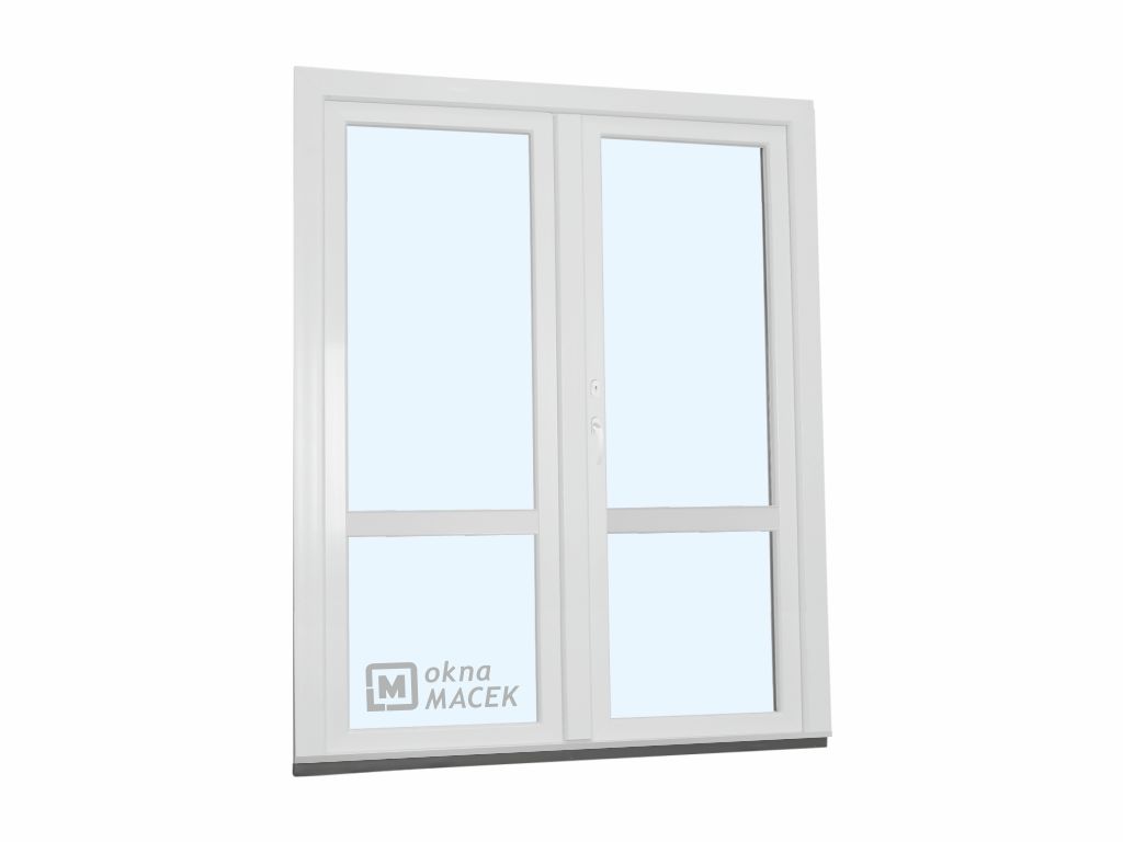 Plastové balkonové dveře - KNIPPING 70 AD, 1500x2100 mm, O+OS klapačka, s příčkou, bílá Otevírání: levé, Provedení: oboustranná klika + FAB + hliníkový práh