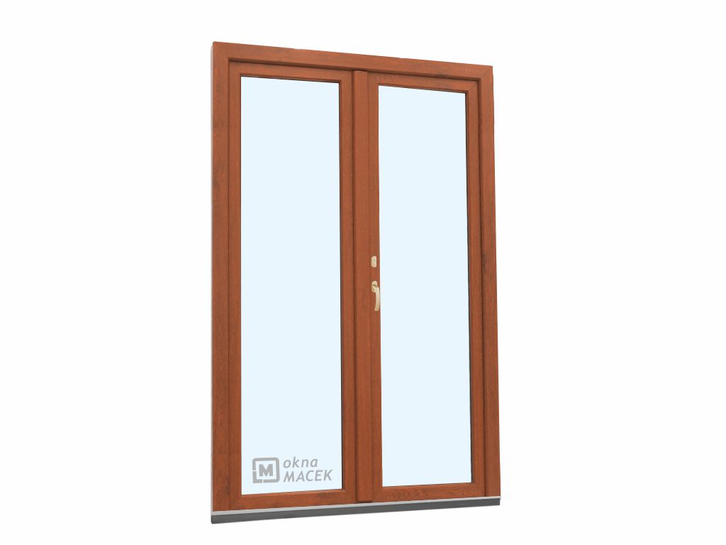 Plastové balkonové dveře - KNIPPING 70 AD, 1200x2200 mm, O+OS klapačka, zlatý dub Otevírání: levé, Barva, imitace: zlatý dub/zlatý dub (oboustranně), Provedení: oboustranná klika + FAB + hliníkový práh