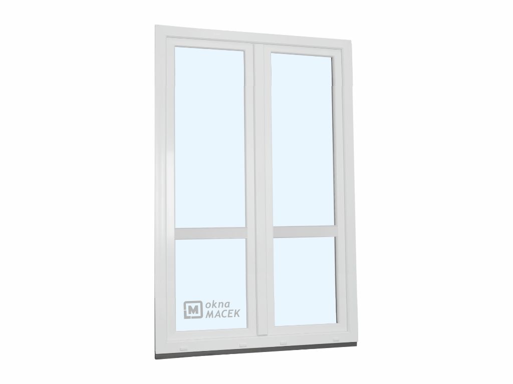 Plastové balkonové dveře - KNIPPING 70 AD, 1200x2100 mm, O+OS klapačka, s příčkou, bílá Otevírání: pravé, Provedení: jednostranná klika + madýlko + PVC rám