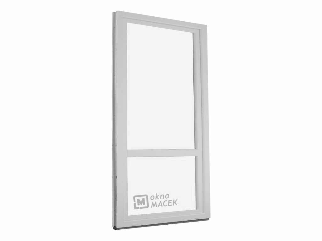 Plastové balkonové dveře - OLIMPIA 60 AD, 900x2200 mm, OS, s příčkou, bílá Otevírání: levé, Provedení: jednostranná klika + madýlko + PVC rám