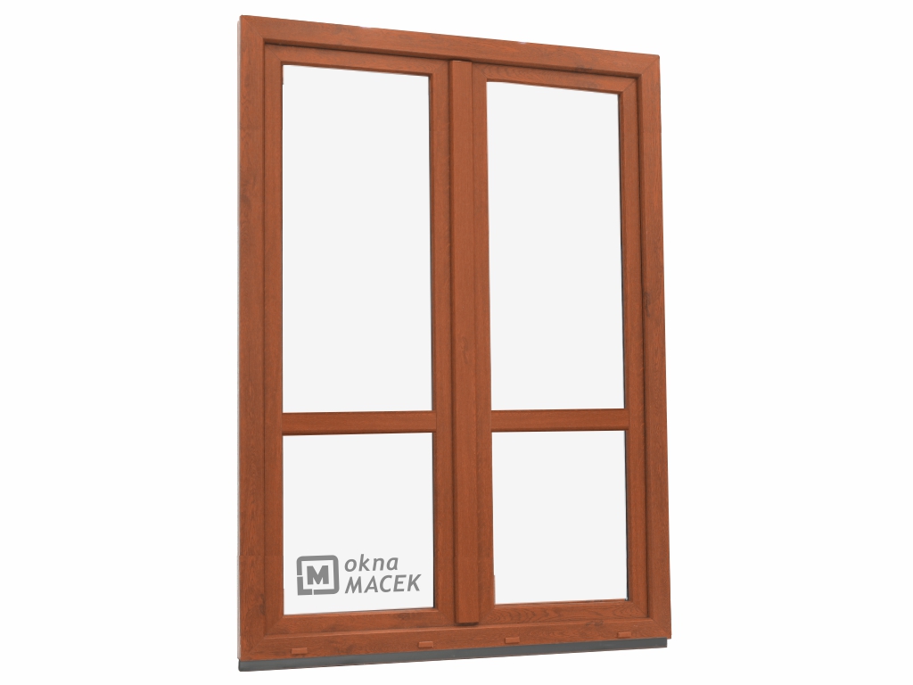 Plastové balkonové dveře - OLIMPIA 60 AD, 1500x2300 mm, O+OS klapačka, s příčkou, zlatý dub/bílá Otevírání: pravé, Provedení: jednostranná klika + madýlko + PVC rám