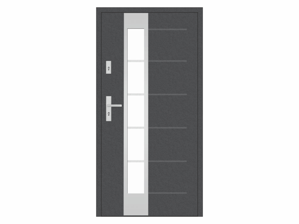 Ocelové vchodové dveře - STALPRODUKT 55, T41/S37, antracit Otevírání: levé dovnitř, Šířka průchodu: 800 mm