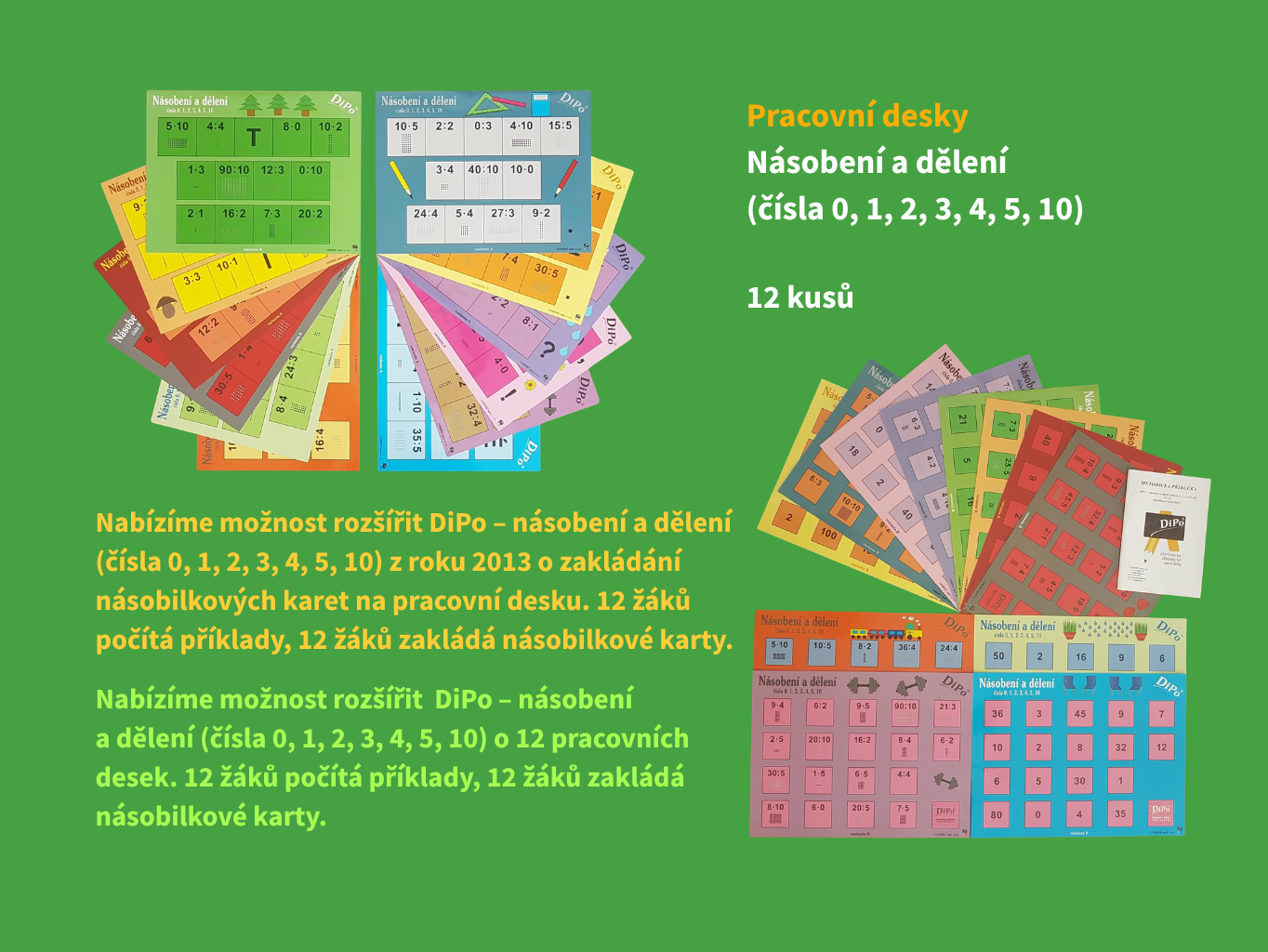 Pracovní desky – násobení a dělení (čísla 0, 1, 2, 3, 4, 5, 10)