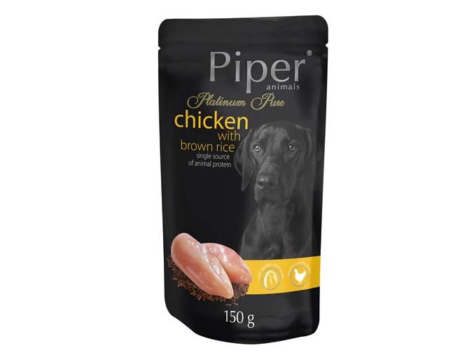 PIPER s kuřecími srdíčky a hnědou rýží kapsička 150g