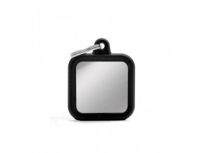 SQUARE CHROME PLATED BRASS BLACK RUBBER